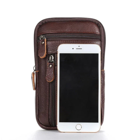 Riñonera de Cuero Genuino para Hombre - Bolso Bandolera Cruzado de Piel