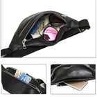Riñonera de Cuero para Mujer con Cremalleras - Bolsa de Cintura Ajustable para Viaje