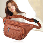 Riñonera Deportiva Retro de Cuero Suave para Mujer