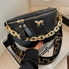 Riñonera Deportiva de Moda con Detalles Dorados y Textura Cocodrilo
