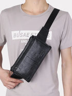 Riñonera Deportiva de Cuero Genuino para Hombre - Bolsa de Cintura y Hombro