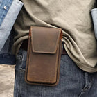 Riñonera Deportiva de Cuero Vintage - Bolsa Grande con Funda para Móvil