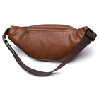 Riñonera Deportiva Hombre - Bolso Bandolera de Cuero Sintético con Cadena para Teléfono