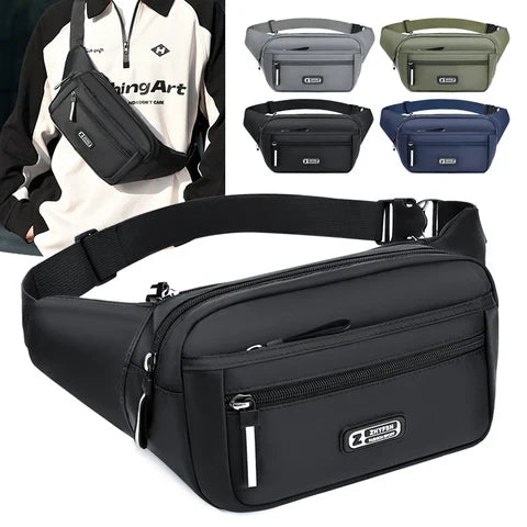 Riñonera Deportiva Hombre Nylon Impermeable Antirrobo - Gran Capacidad