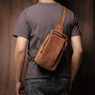 Riñonera de Cuero para Hombre - Bolso Bandolero Vintage de Piel Nobuk