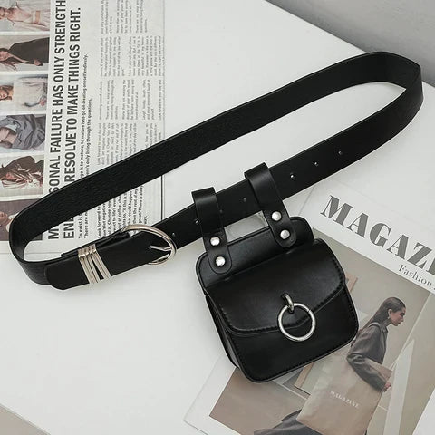 Riñonera Deportiva Mujer - Bolso Cintura Cuero Táctica con Clap