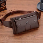 Riñonera Deportiva de Cuero Genuino para Hombre - Bolso Bandolera Impermeable y de Gran Capacidad