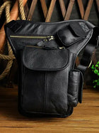 Riñonera Deportiva de Cuero Encerado Vintage para Hombre - Bolsa de Cintura Multifuncional