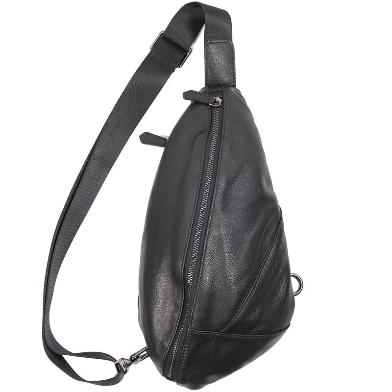 Riñonera de Cuero para Hombre - Bolso de Piel de Vestir Mini Negro