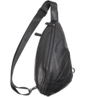 Riñonera de Cuero Genuino para Hombre - Bolso Bandolera Pequeño Cruzado Negro