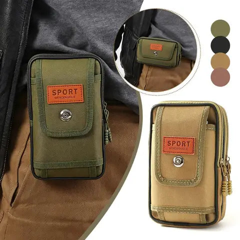 Riñonera Deportiva de Lona para Hombre - Vertical y Horizontal, Gran Capacidad