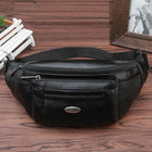 Riñonera Deportiva de Cuero Genuino con Múltiples Bolsillos - Bolsa de Viaje para Hombre