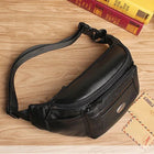 Riñonera Deportiva de Cuero Genuino con Múltiples Bolsillos - Bolsa de Viaje para Hombre