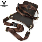Riñonera de Cuero Genuino para Hombre con Múltiples Bolsillos - Bolsa de Cadera para Moto, Viaje y Aire Libre