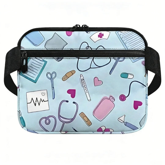 Riñonera de Enfermera con Estampado de Enfermería - Bolsa Cintura Ajustable Multibolsillos
