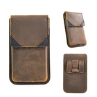 Riñonera Deportiva de Cuero Crazy Horse Vintage para Hombre - Pequeña Cartera para Teléfono