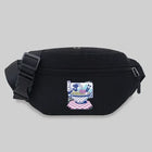 Riñonera Deportiva Unisex con Estampado Ondulado - Mochila de Cintura Negra para Deporte y Viaje
