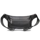 Riñonera Deportiva de Cuero para Hombre - Bolsa Cintura Cremallera Negra