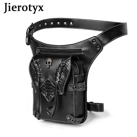 Riñonera Deportiva Punk de Cuero Vintage con Tachuelas - JIEROTYX