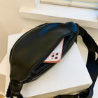 Riñonera Deportiva Negra para Mujer - Bolso de Cintura con Cremallera y Cadena