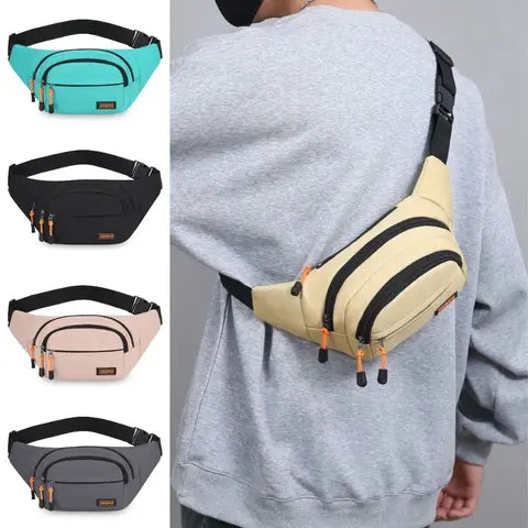 Riñonera Deportiva Impermeable de Nailon para Hombre, Gran Capacidad, Multifuncional y Resistente