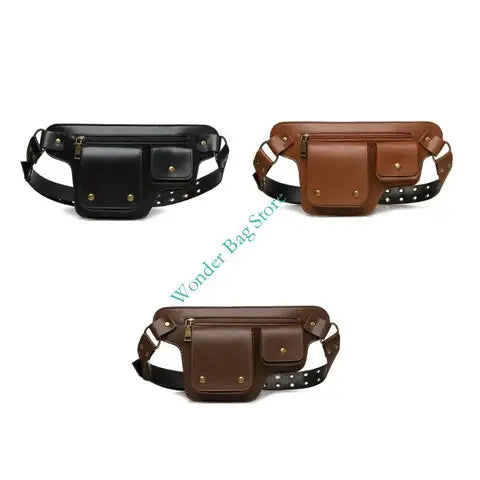Riñonera Deportiva con Cinturón Ajustable y Bolsillos Cremallera - Bolso Bandolera de Cuero
