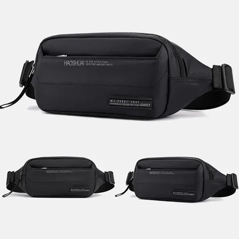 Riñonera Deportiva de Nylon en Forma de Banana - Bolsa Sling Multibolsillos