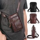 Riñonera Deportiva de Cuero para Hombre - Bolsa Pequeña Cruzada