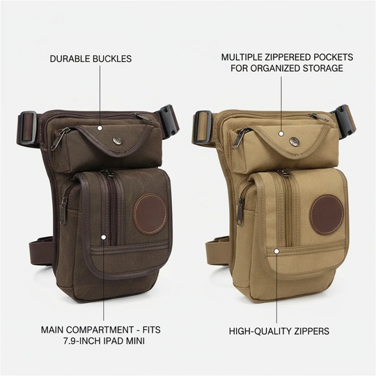 Riñonera de Tela para Mujer - Bolsa de Muslo Multibolsillo para Moto, Senderismo y Viajes
