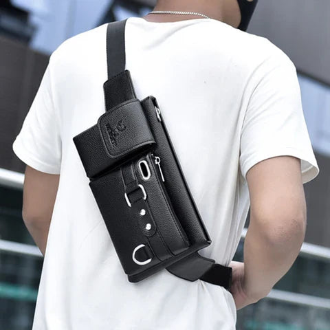 Riñonera Deportiva de Cuero Vintage - Bolsa Pequeña Portátil para Móvil