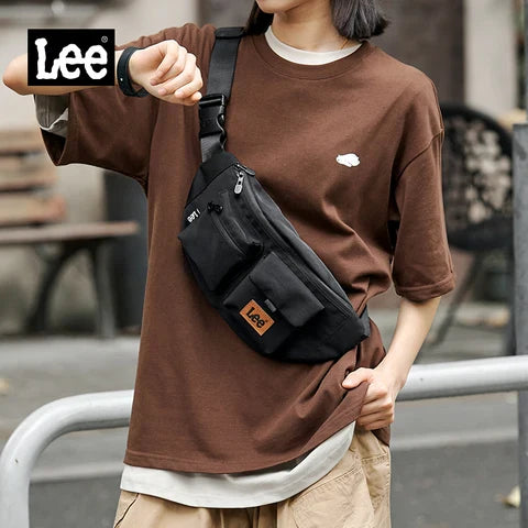 Riñonera Deportiva Original LEE - Negra, Impermeable, Unisex, Estilo Coreano