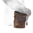 Riñonera de Cuero Vintage para Hombre - Bolso de Piel de Vestir Mini
