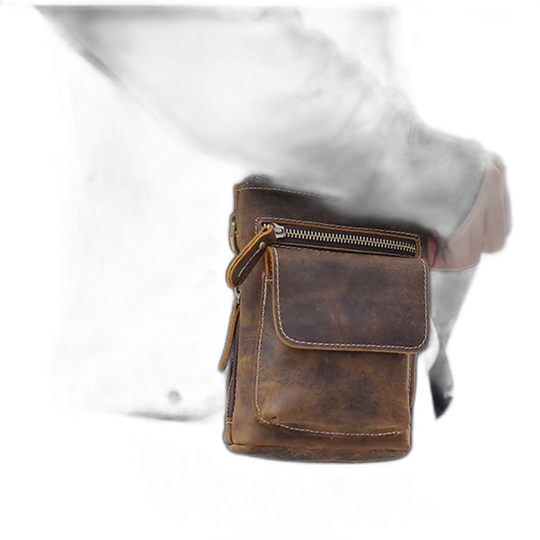 Riñonera de Cuero Vintage para Hombre - Bolso de Piel de Vestir Mini