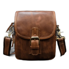 Riñonera de Cuero para Hombre - Bolso de Piel de Vestir Mini Marrón