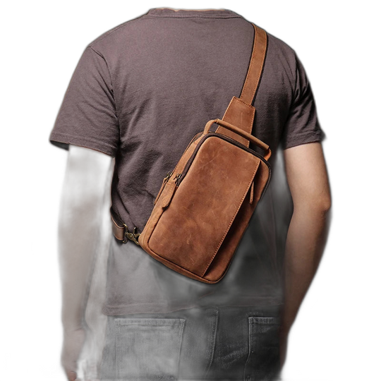 Riñonera de Cuero Vintage para Hombre - Bolso de Piel de Vestir Elegante