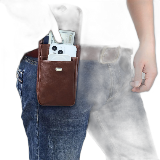 Riñonera de Cuero Genuino para Hombre - Bolso de Piel de Vestir Elegante