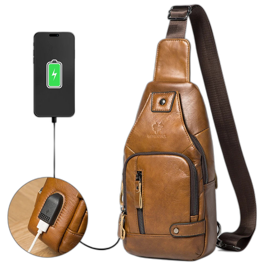 Riñonera de Cuero Genuino para Hombre - Bolso de Piel de Vestir Elegante
