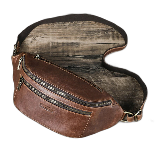 Riñonera de Cuero para Hombre - Bolso de Piel de Vestir Elegante