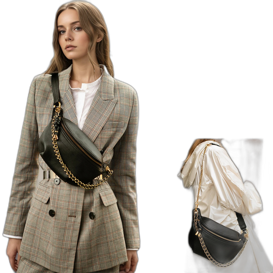 Riñonera de Cuero para Mujer - Bolso de Piel de Vestir Elegante