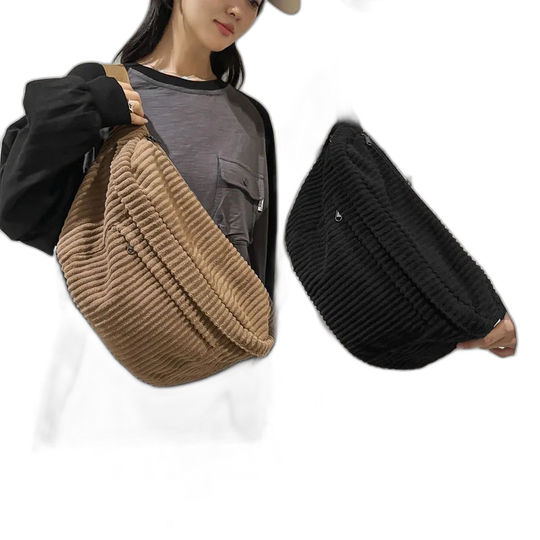 Riñonera de Cintura para Mujer - Bolso Bandolera de Pana Grande y Casual