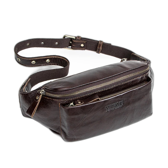 Riñonera de Cuero Vintage para Hombre - Bolso de Piel de Vestir Elegante