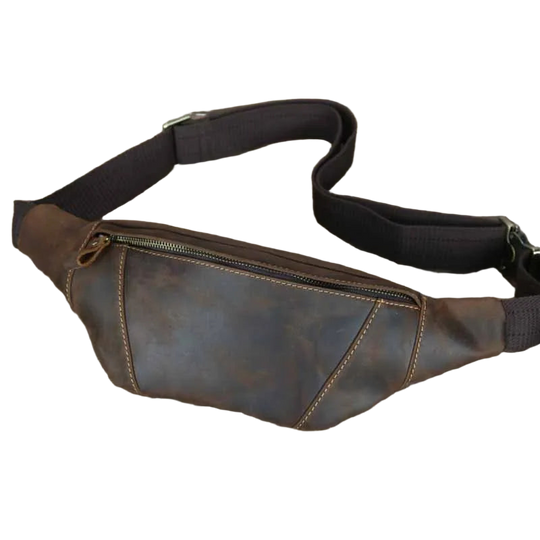 Riñonera de Cuero para Hombre - Bolso de Piel de Vestir Mini y Elegante