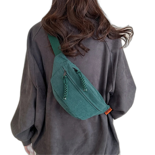 Riñonera de Cintura para Mujer - Bolso Bandolera de Pana Casual Mini