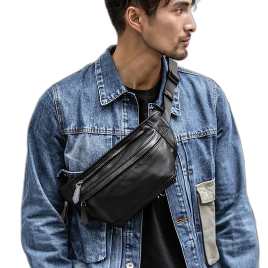 Riñonera de Cuero para Hombre - Bolso de Piel de Vestir Elegante
