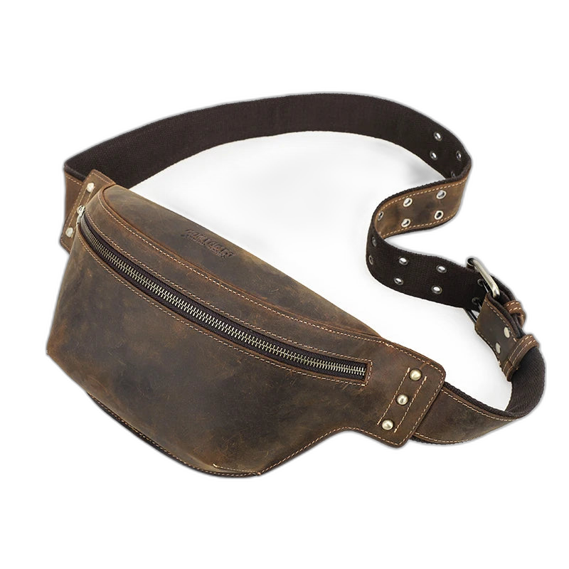 Riñonera de Cuero para Hombre - Bolso de Piel de Vestir Mini y Elegante
