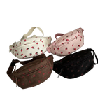 Riñonera Deportiva Unisex de Pana con Estampado de Fresas - Bolsa de Cintura para Viaje
