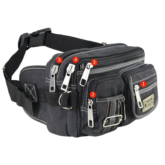 Riñonera Deportiva para Hombre - Bolso Multibolsillos con Cremallera