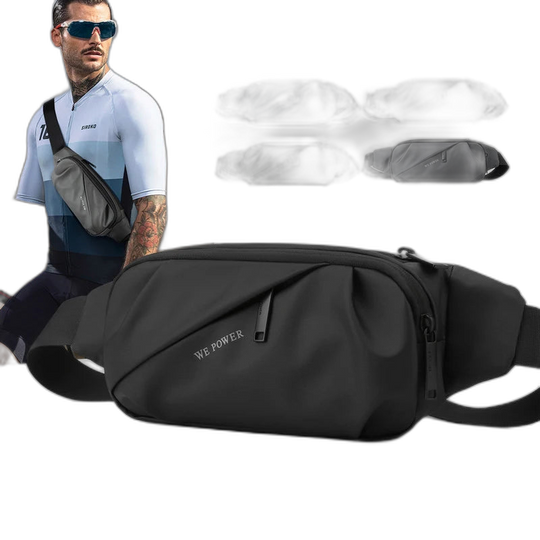 Riñonera Deportiva para Hombre de Nylon Impermeable Multiusos - Bolsa de Cintura, Pecho y Cadera