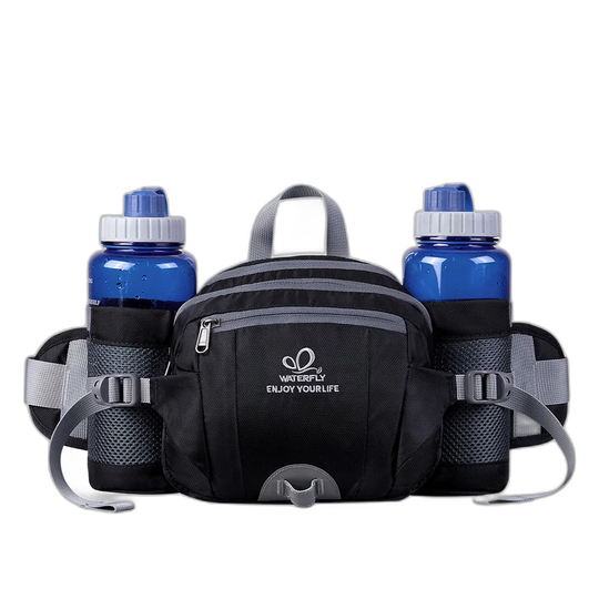 Riñonera Deportiva para Mujer con Portabotellas - Cinturón Lumbar para Senderismo, Running y Camping