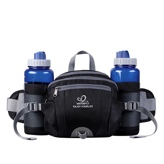 Riñonera Deportiva para Mujer con Portabotellas - Cinturón Lumbar para Senderismo, Running y Camping